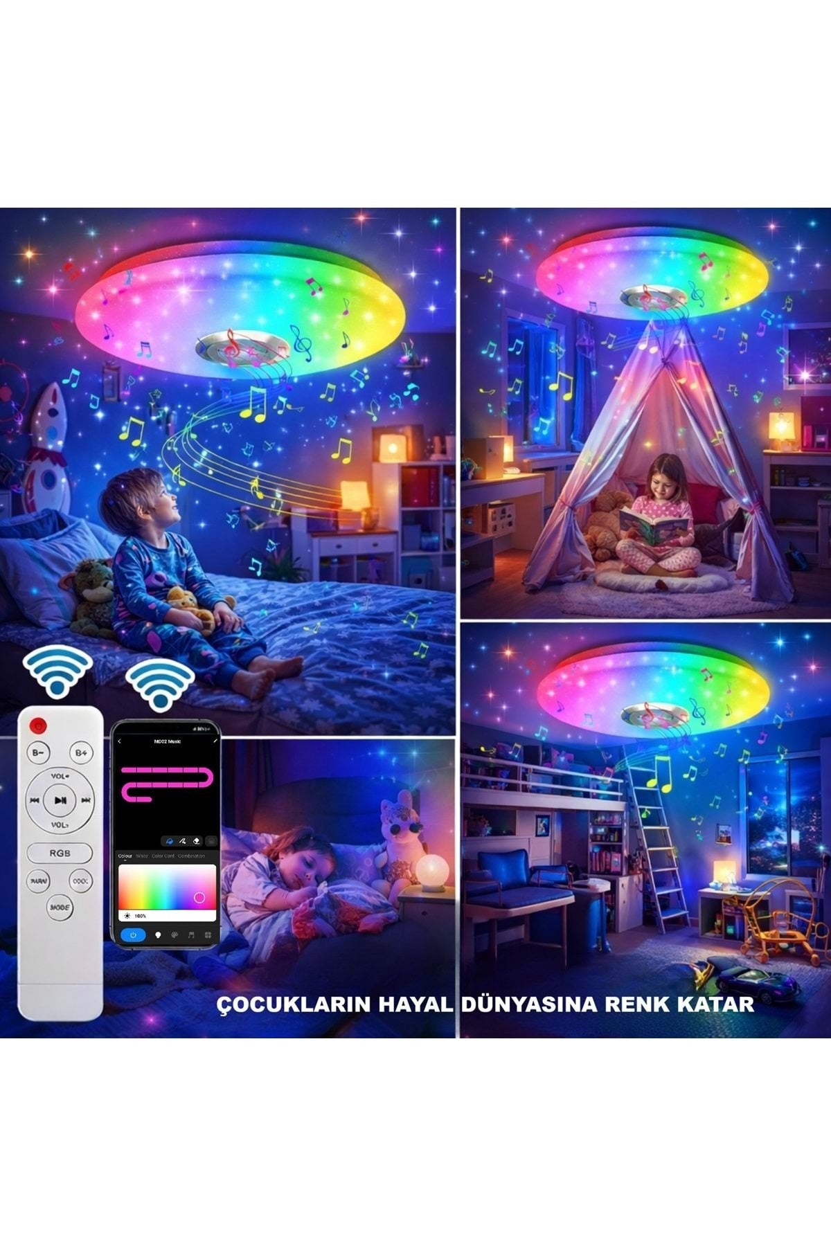 HyMark Akıllı Tavan Smart Life RGB LED Lamba Bluetooth Müzik 60W 220V Dekoratif Aydınlatma