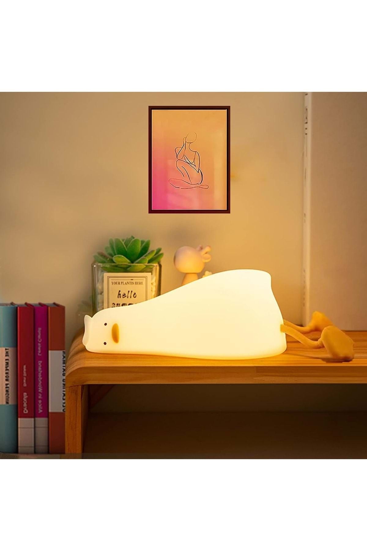HyMark Sevimli Silikon Dokunmatik LED Ördek Gece Lambası Şarjlı Kısılabilir Dekoratif