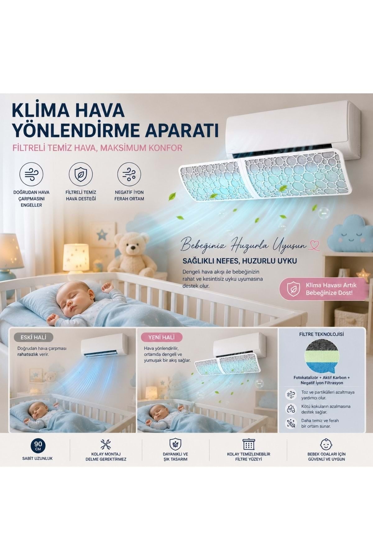 HyMark Filtreli Klima Hava Yönlendirme Aparatı Dekoratif Temiz ve Konforlu Hava Deneyimi