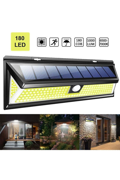 HyMark Solar 180 Led Güneş Enerjili Kumandalı 3 Modlu Duvar Lambası