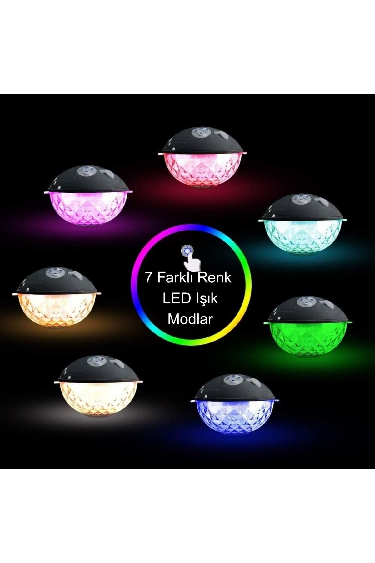 HyMark Bluetooth BT601 Havuz Hoparlörü Renkli RGB Led Işık IP68 Su Geçirmez Dahili Şarjlı Pil