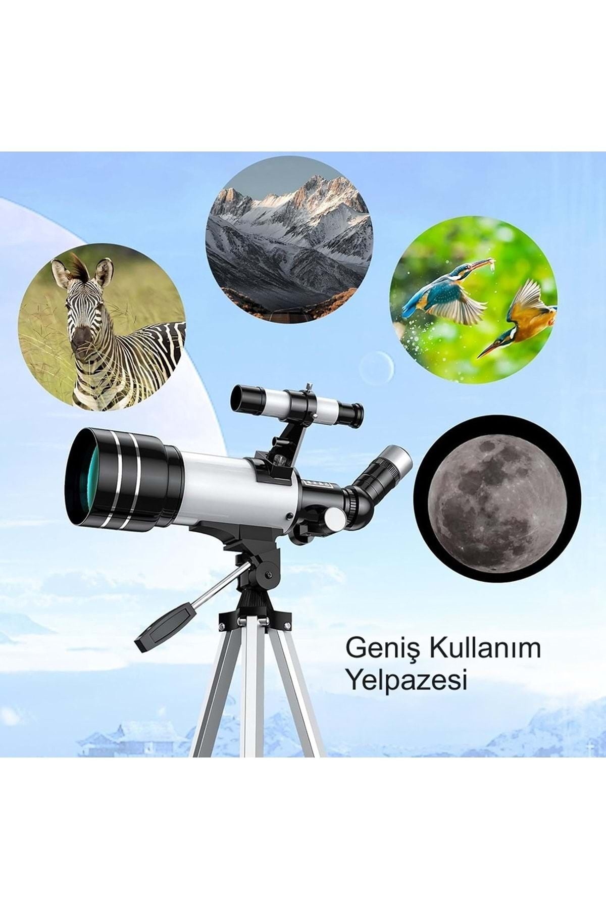 HyMark Astronomik 150X Teleskop 70/300mm Mercek Gece Görüş Uzay Doğa Gözlem Eğitici Öğretici