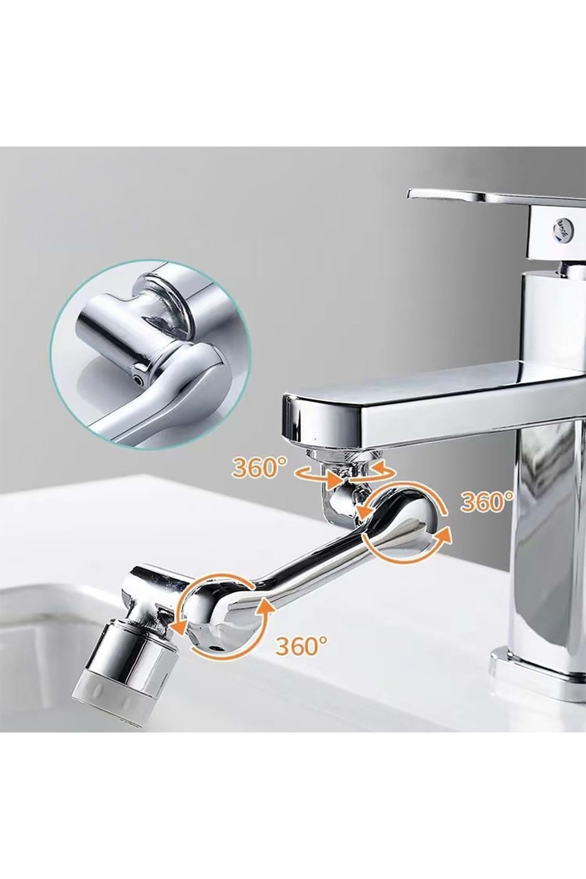 HyMark 1080 Derece Dönebilen Evrensel 2 Modlu Robotik Kol Mutfak Banyo Musluk Başlığı
