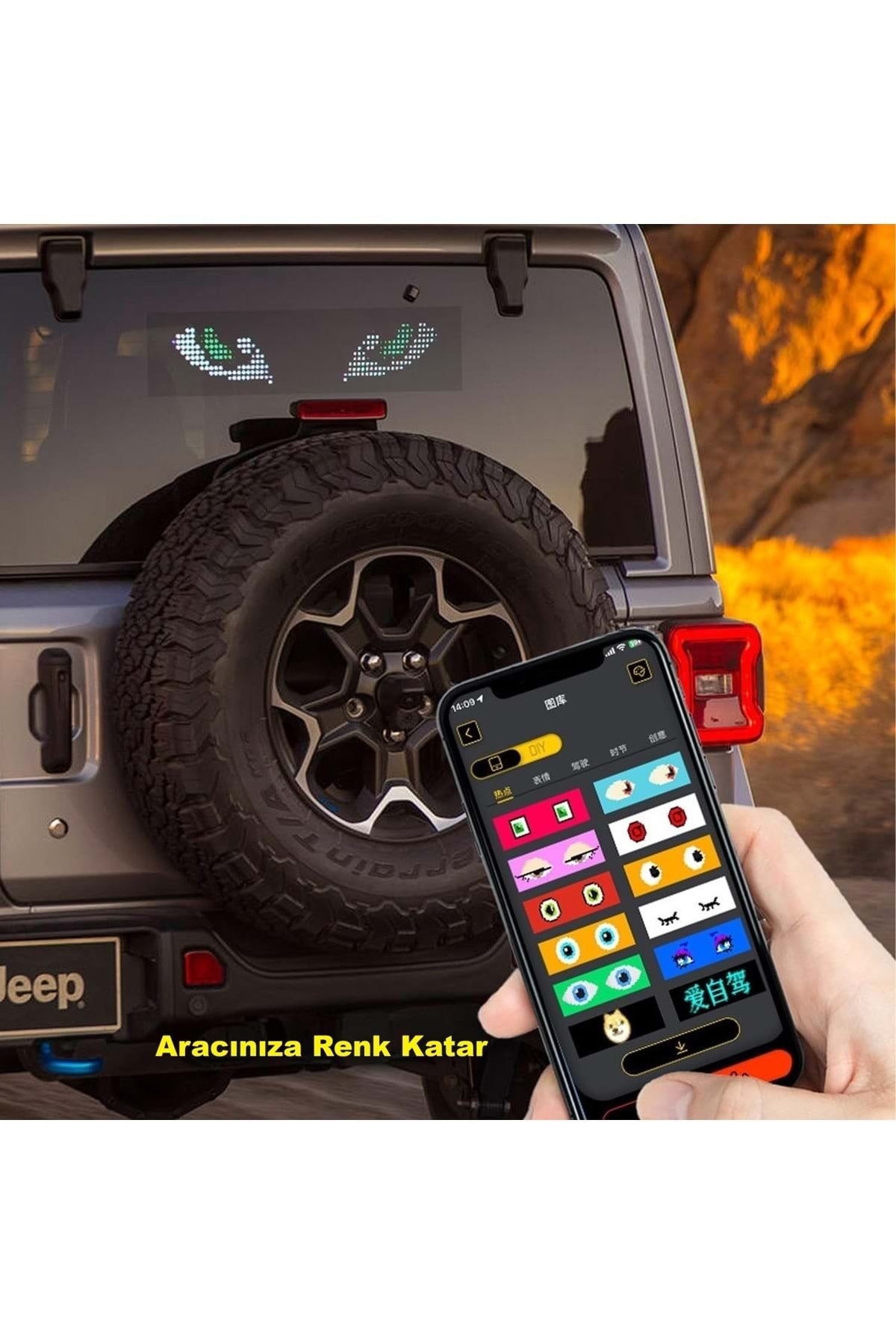 HyMark 35x10cm Programlanabilir LED Matrix Kayan Yazı 20x64 Pixel Emoji Tabela Araba Bluetooth APP