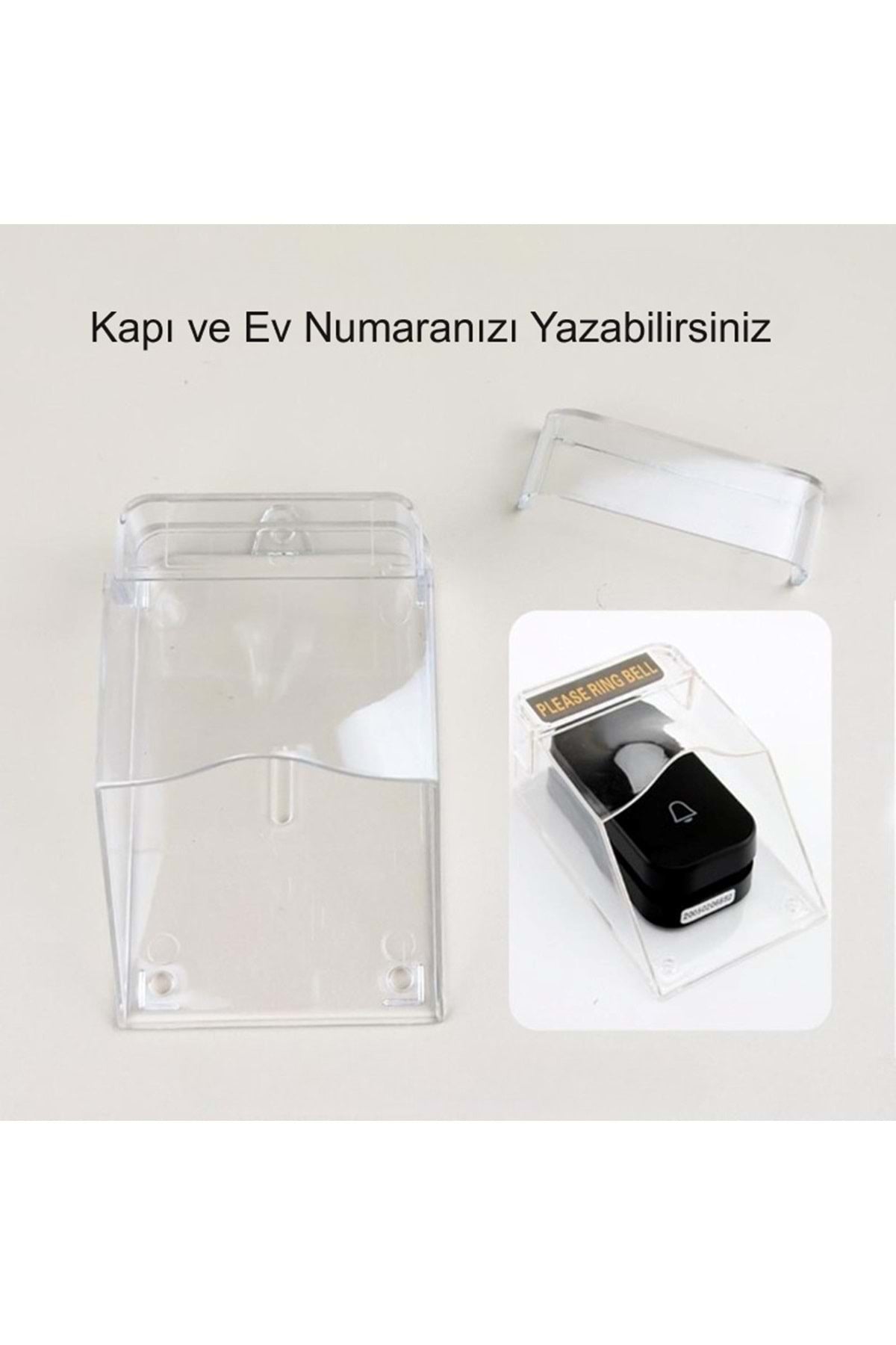 HyMark Kablosuz Led Kapı Zili 1 Buton 1 Zil 1 Koruyucu Kapak Pilsiz 150 Metre Çekim 60 Zil Tonu