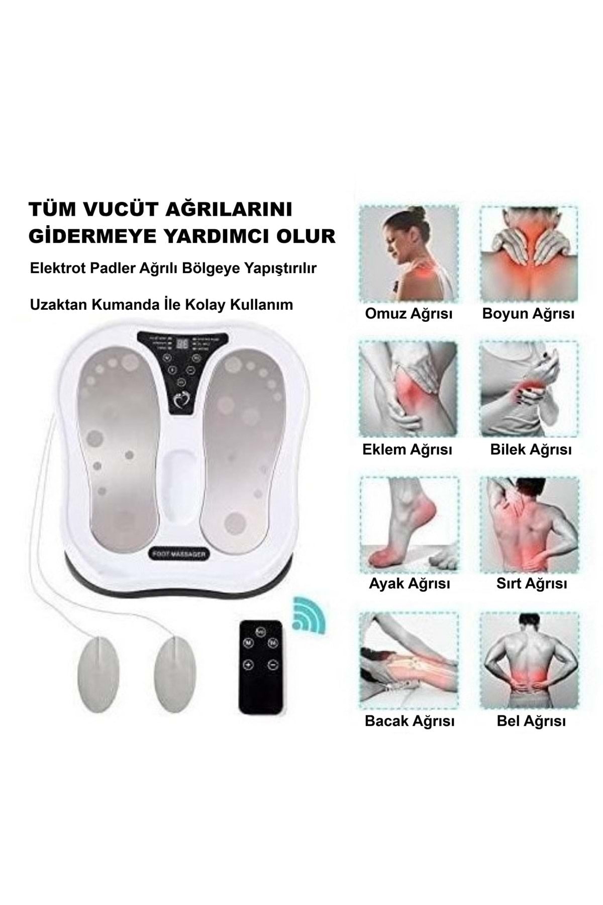 HyMark Ayak Masaj Cihazı Kumandalı Elektrikli Akupunktur Noktaları Ayak Bacak Terapisi
