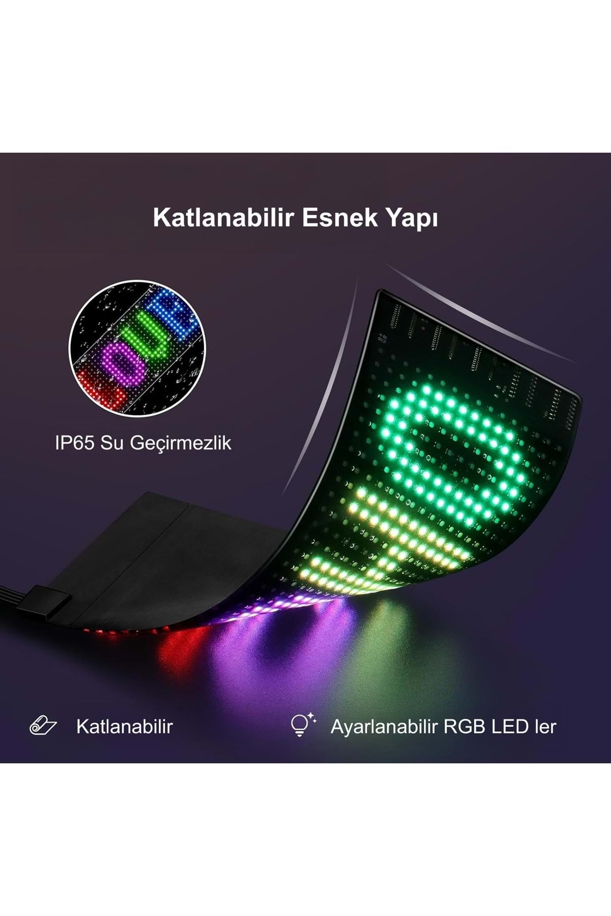 HyMark Programlanabilir 17x7cm Matrix Kayan Yazı LED Ekran Araba Bluetooth APP Kontrol
