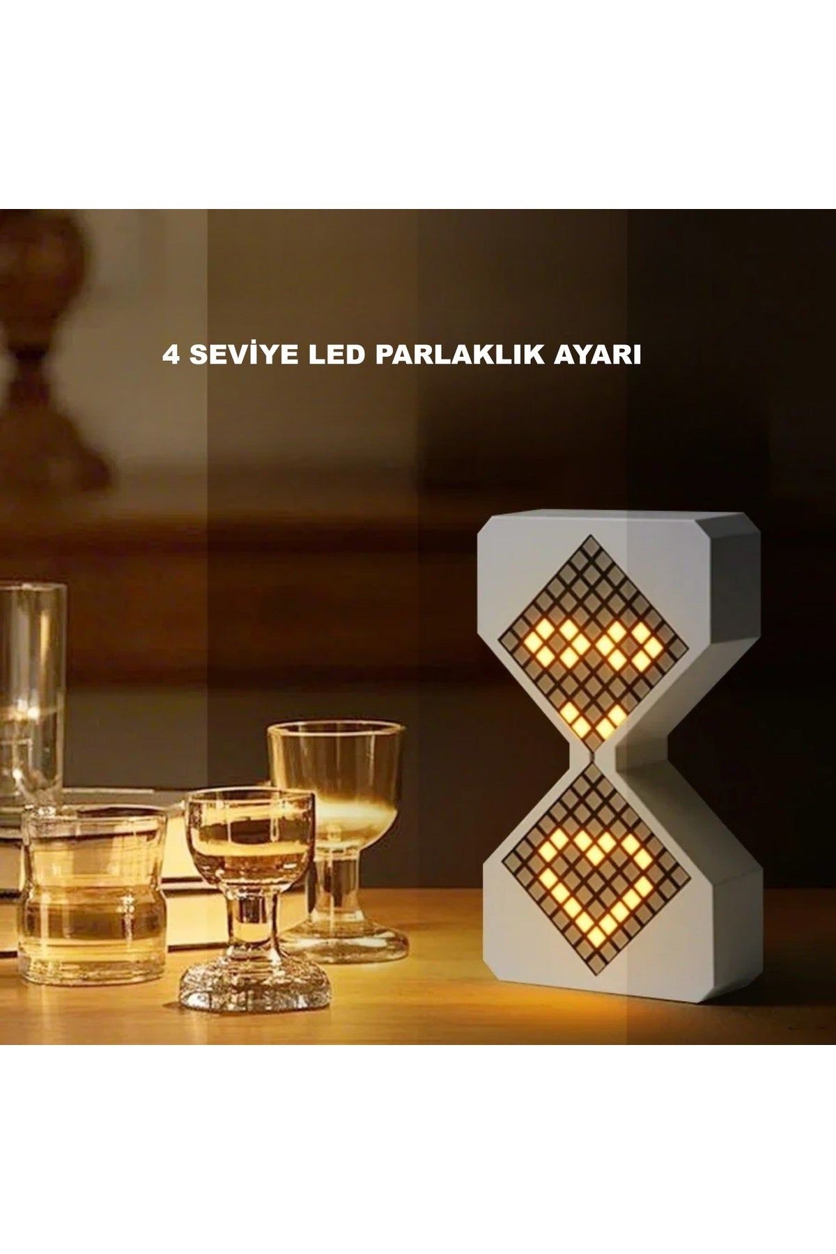 HyMark Modern Dijital Kum Saati Zamanlayıcı 1-30 Dk Şarjlı Pil Dekoratif LED Elektronik Saat
