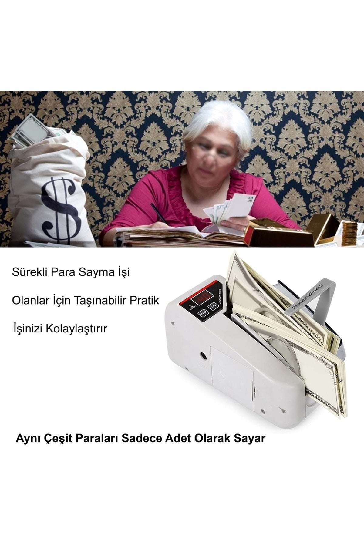 HyMark Kağıt Para Sayma Makinesi Mini Taşınabilir UV Lamba Para Kontrol