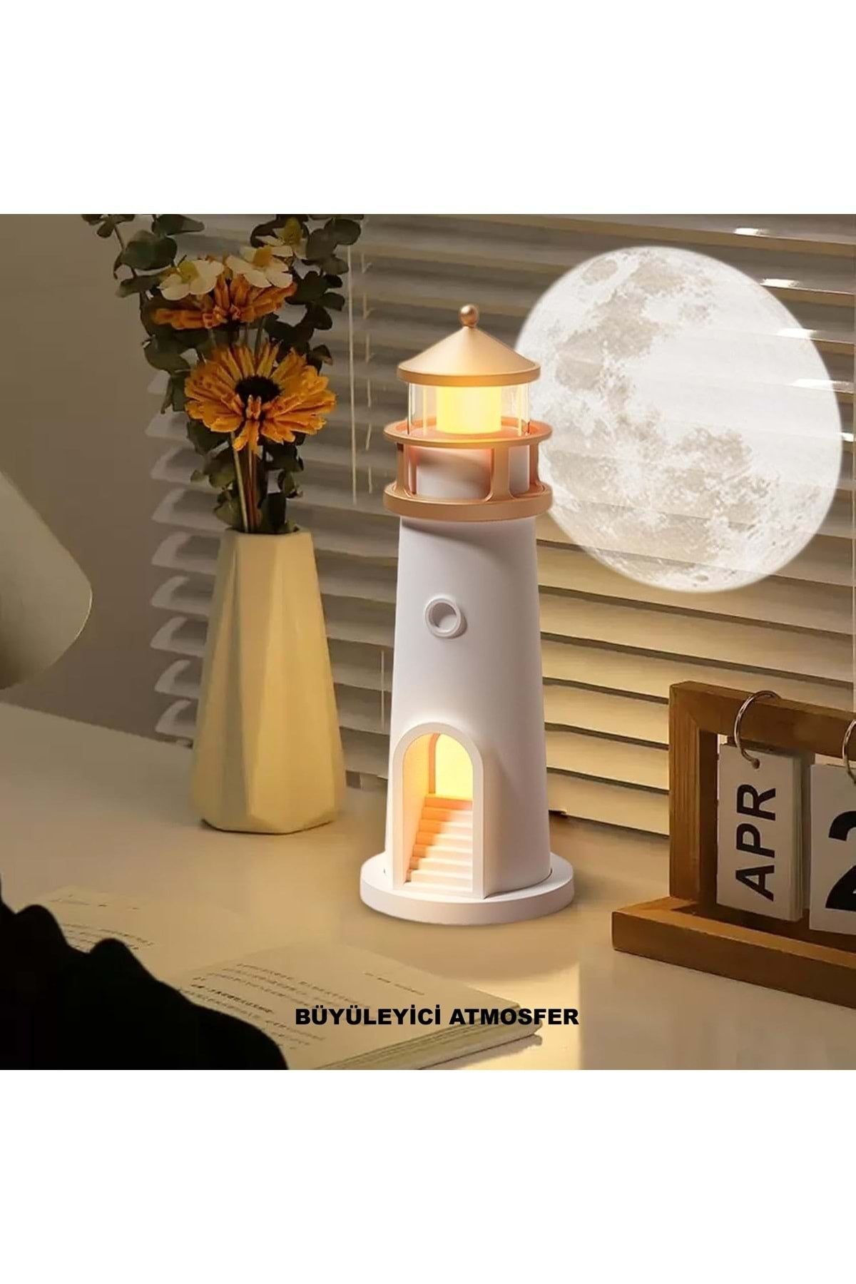 HyMark Deniz Feneri Projektör Ay LED Gece Lambası Kumandalı Kısılabilir Zamanlama