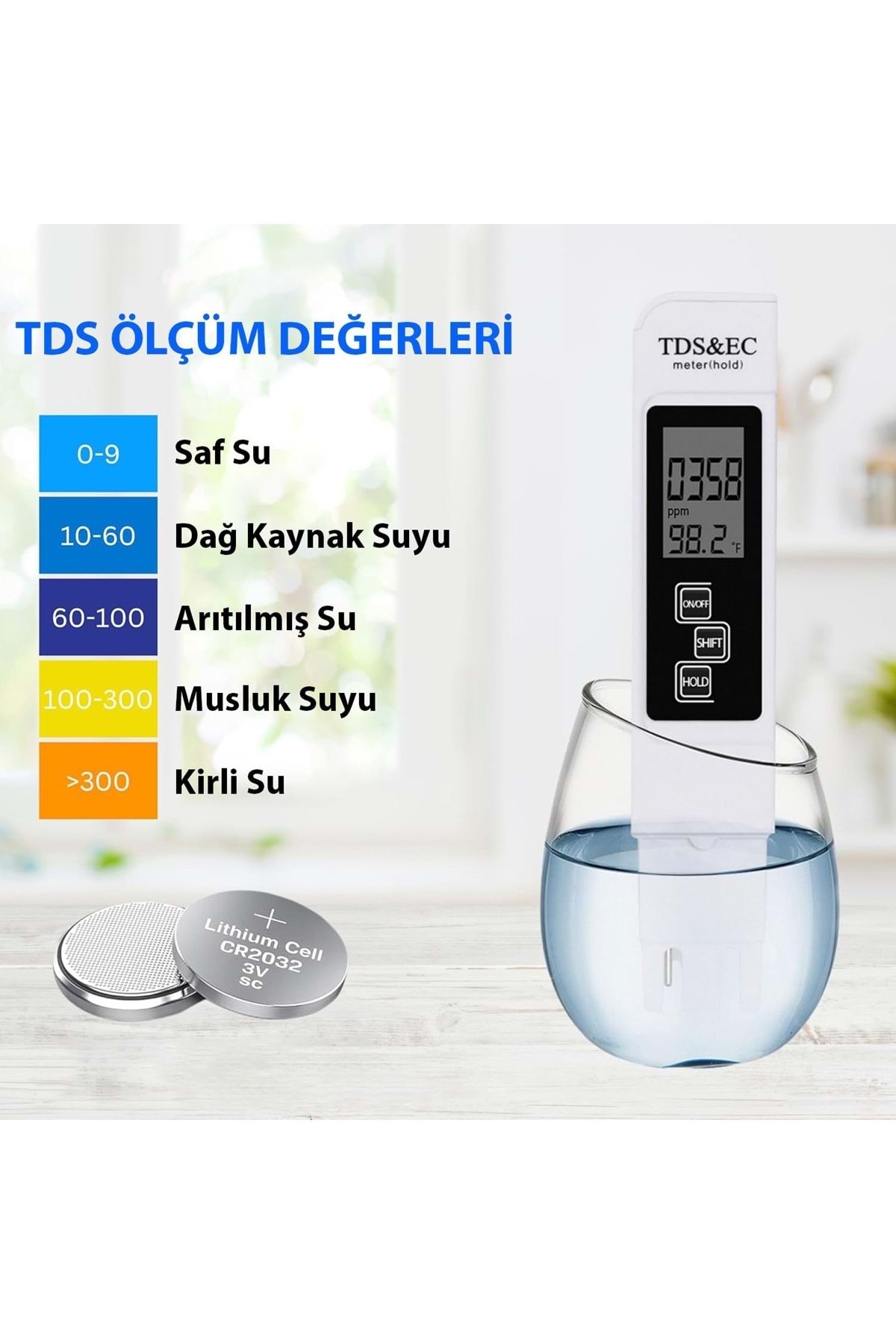 HyMark 3in1 Dijital Tds Su Kalitesi Değeri Sıcaklık Ölçüm Cihazı