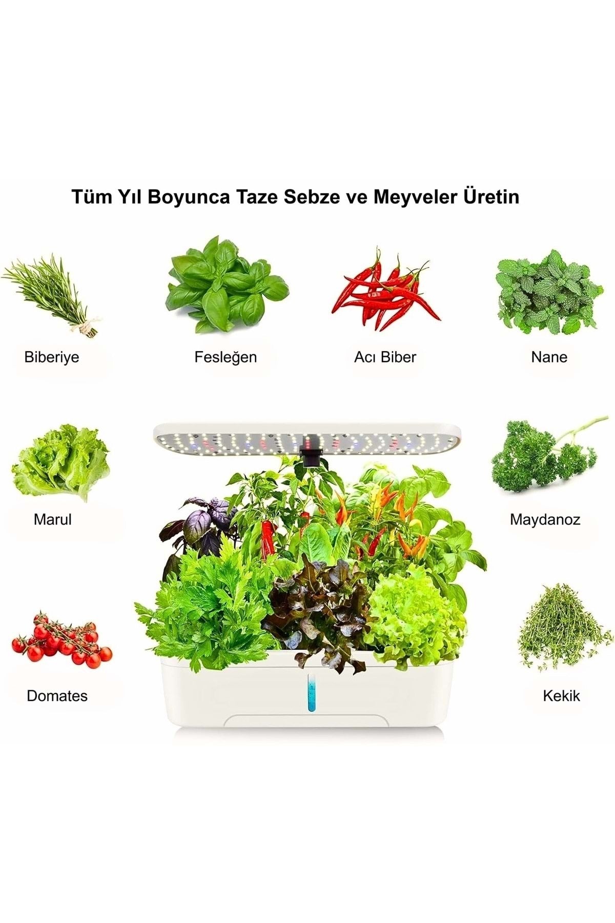 HyMark Hidroponik Topraksız 12 Bölme Bitki Yetiştirme Kiti 3 Mod 139 LED Tam Spekturum Bahçe Kit