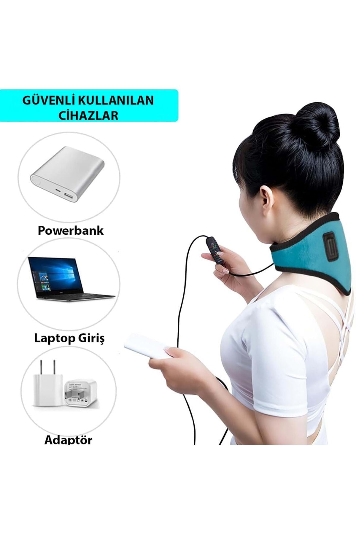 HyMark Servikal USB 3 Seviye Sıcaklık Elektrikli Zaman Ayarlı Boyun Masaj Aleti
