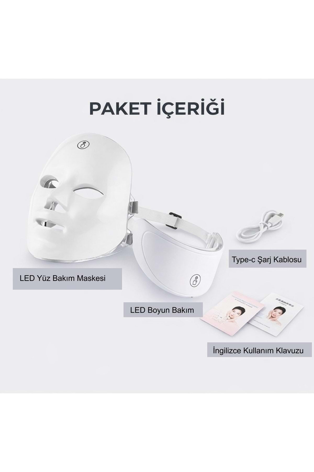 HyMark Yüz ve Boyun Güzellik Cihazı 7 Renkli LED Yüz Maskesi Seti Foton Cilt Bakım Işık Terapisi