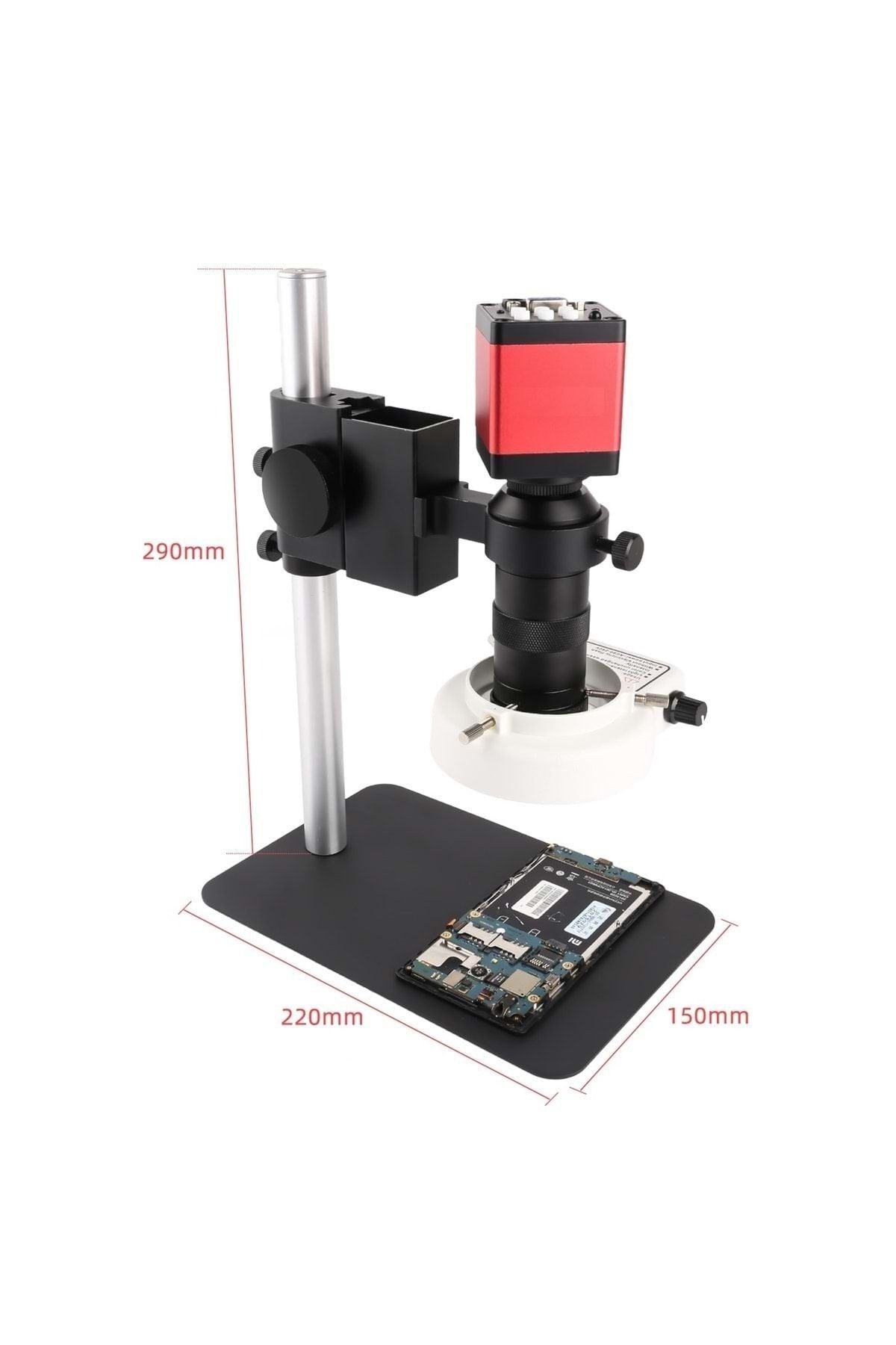 HyMark 13mp Hd 60f/s Endüstriyel Mikroskop Kamera 130xc Montaj Lensi 56 Led Halka Işık