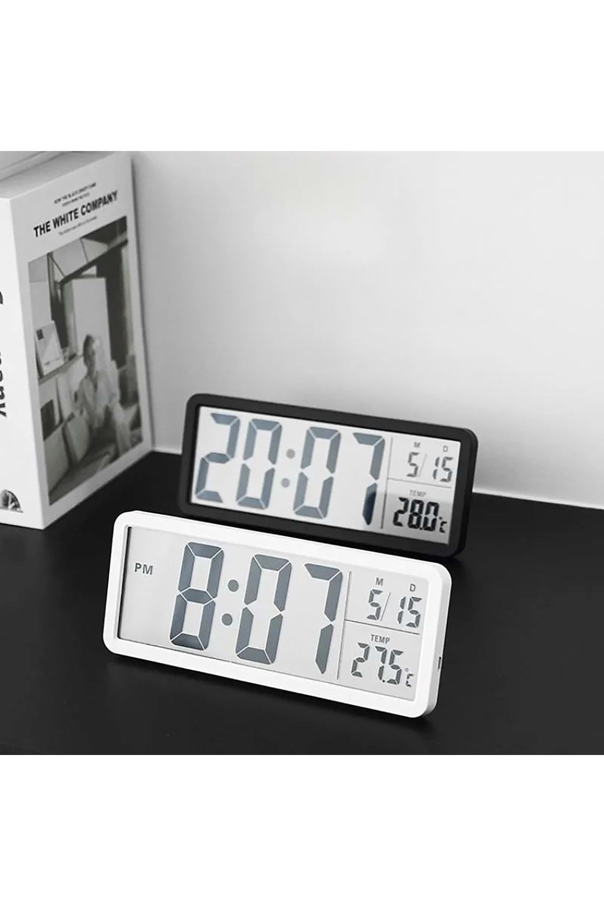 HyMark LCD Ekran 20x8cm Dijital Duvar Saati USB Pilli Zaman Sıcaklık Tarih