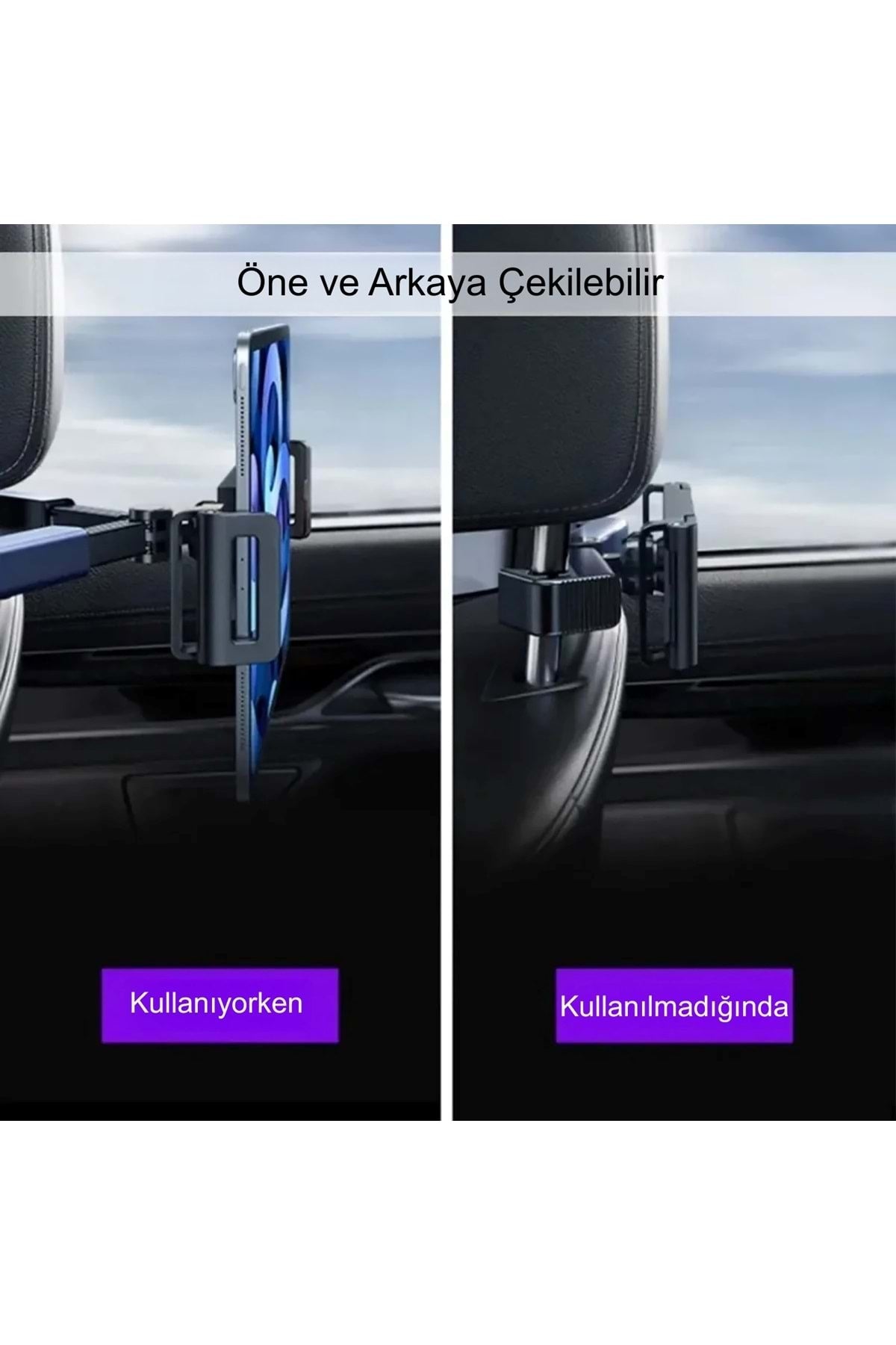 HyMark Araba Kafalık 12.9 İnç Araç Arka Koltuk Evrensel Tablet ve Telefon Tutucu 360° Dönebilir