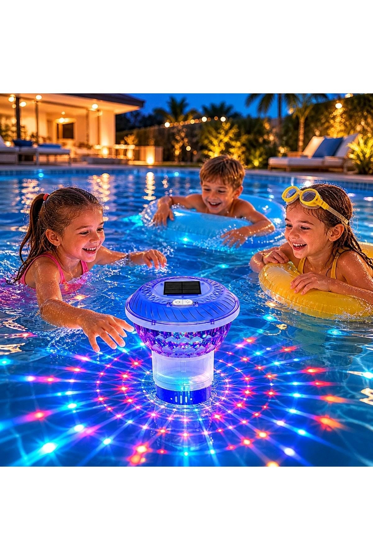 HyMark Güneş Enerjili RGB Uzaktan Kumandalı Su Geçirmez Havuz Klor Şamandırası