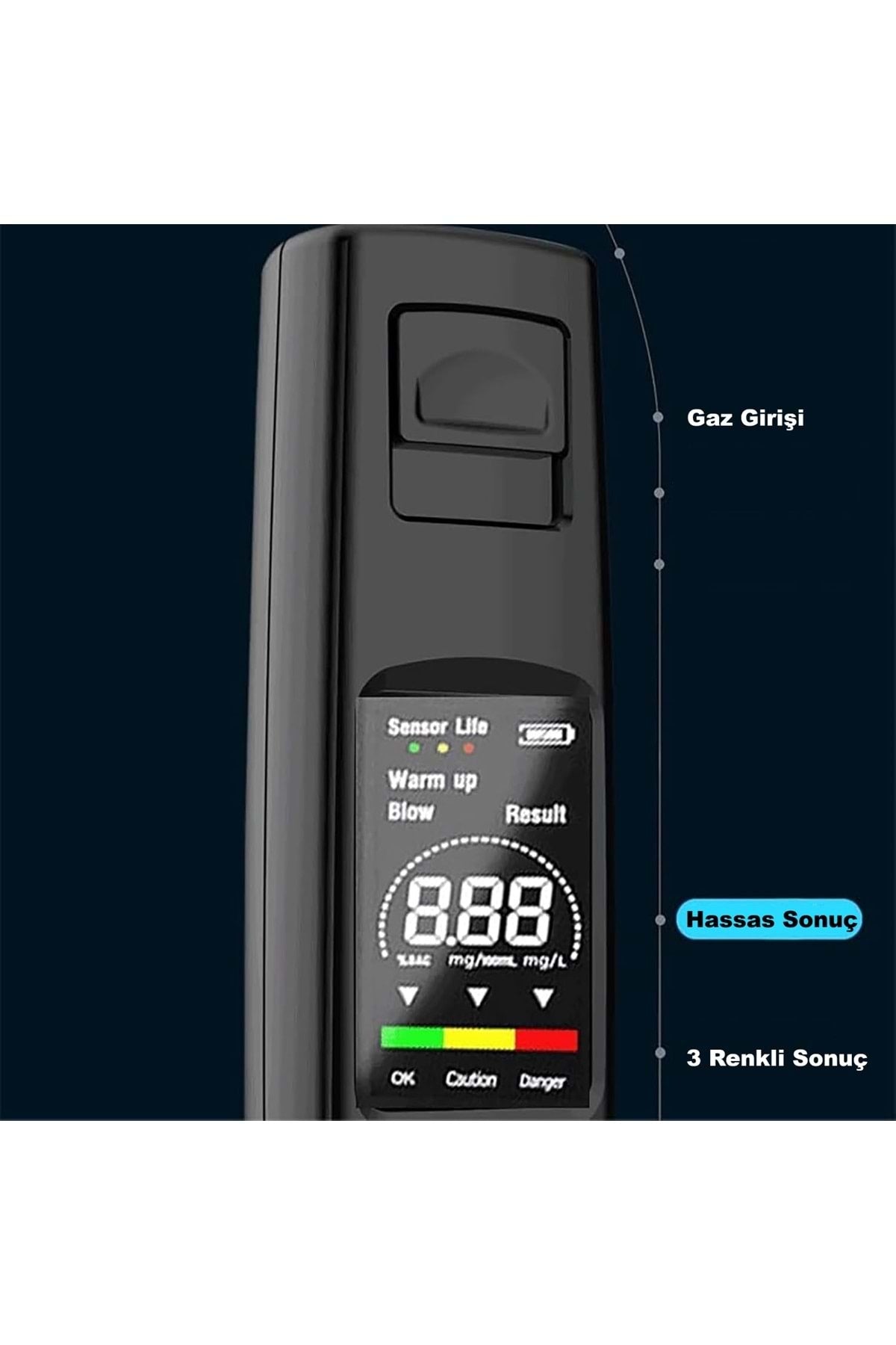 HyMark Taşınabilir Alkol Ölçüm Test Cihazı Trafik Alkol Tester Yüksek Hassasiyet Hızlı Tepki Şarjlı