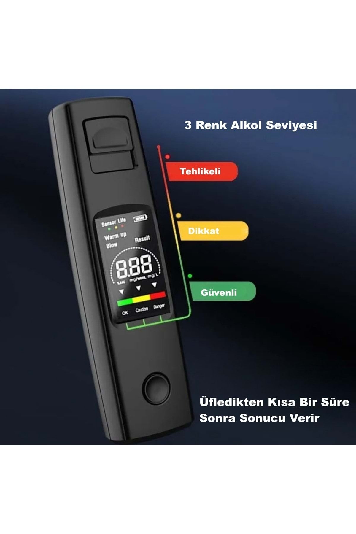 HyMark Taşınabilir Alkol Ölçüm Test Cihazı Trafik Alkol Tester Yüksek Hassasiyet Hızlı Tepki Şarjlı