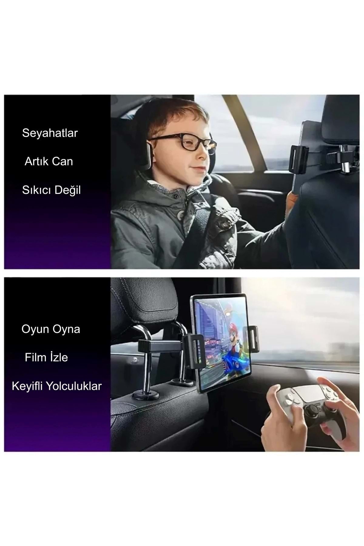 HyMark Araba Kafalık 12.9 İnç Araç Arka Koltuk Evrensel Tablet ve Telefon Tutucu 360° Dönebilir