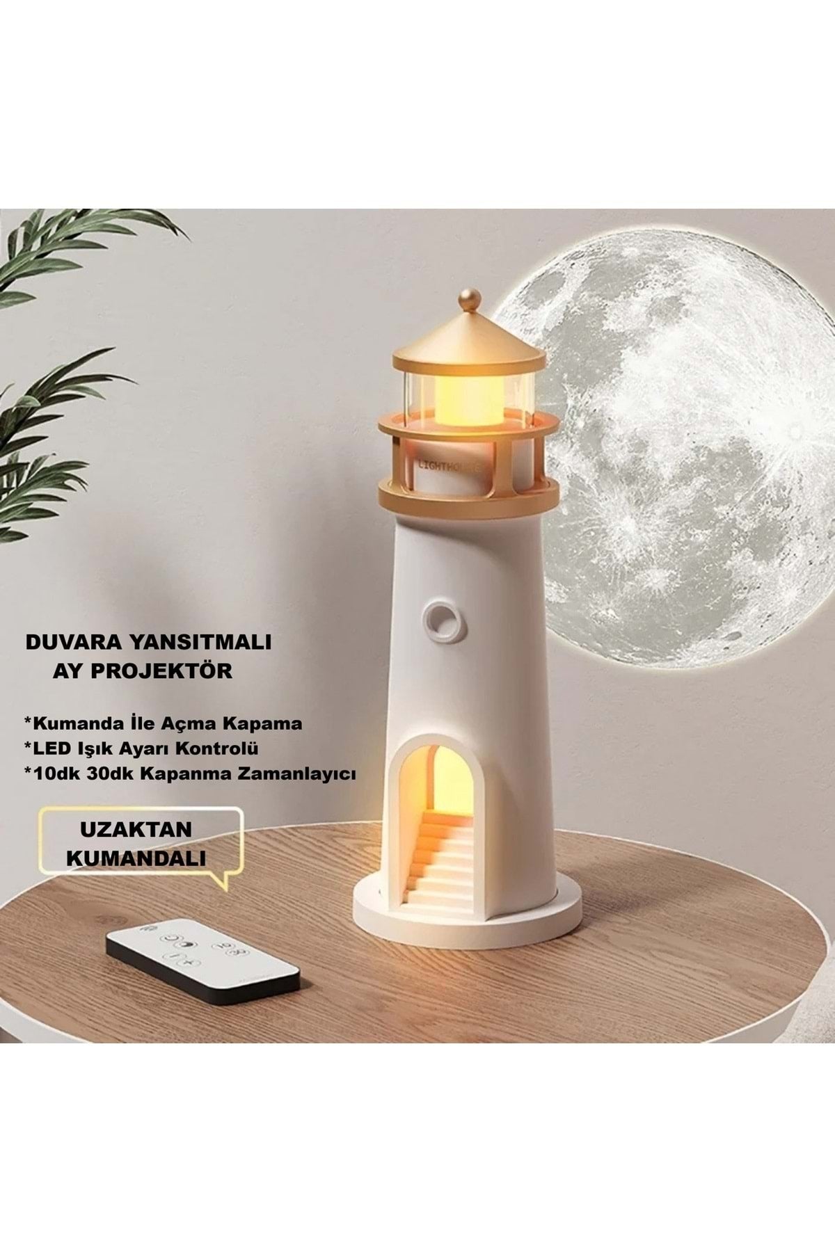 HyMark Deniz Feneri Projektör Ay LED Gece Lambası Kumandalı Kısılabilir Zamanlama
