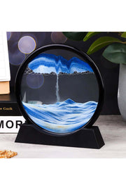 HyMark Hareketli 3D Kum Saati 30cm Büyük Boy Mavi Yuvarlak 12inch Cam Dekoratif Sanatsal Rahatlatıcı