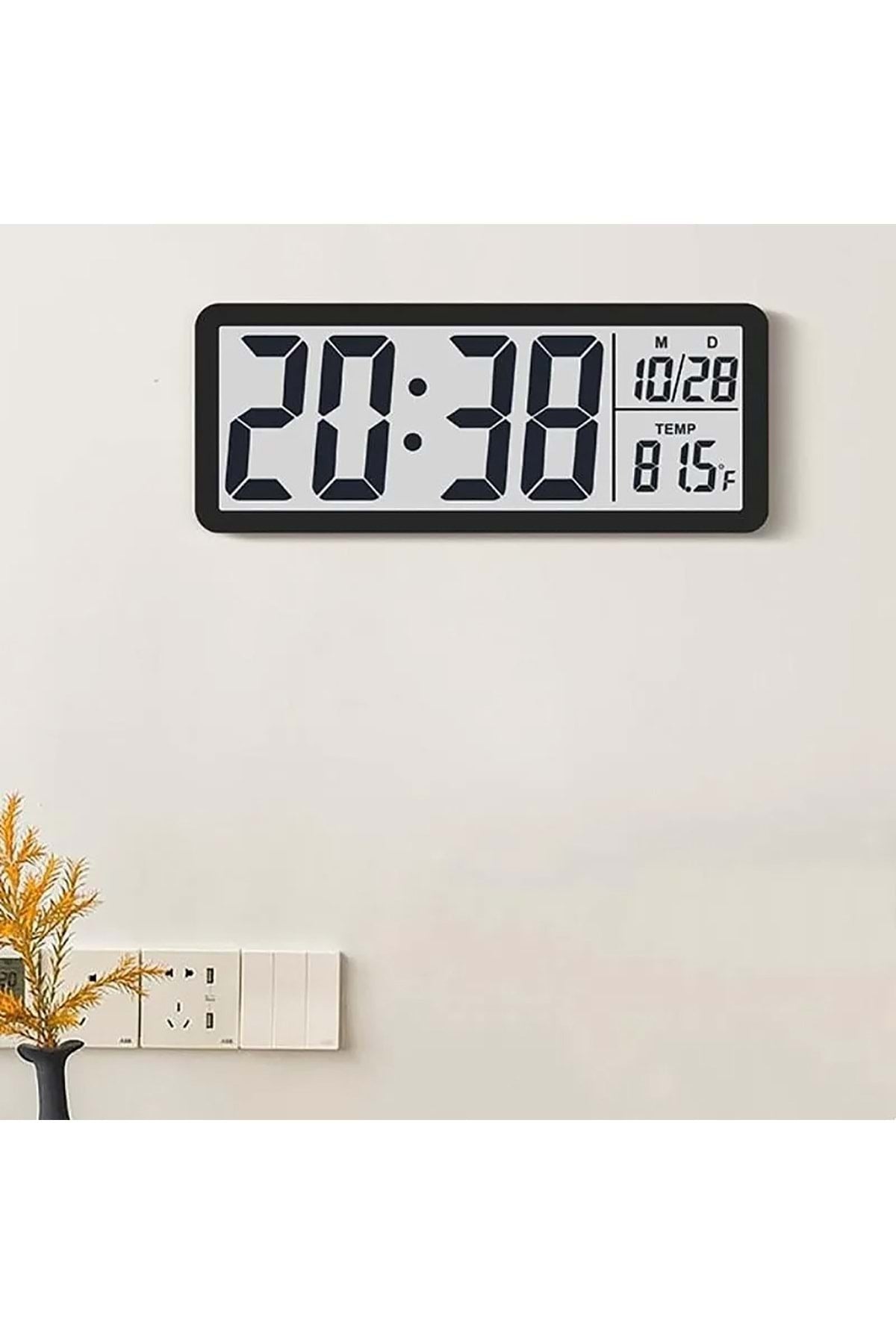 HyMark LCD Ekran 20x8cm Dijital Duvar Saati USB Pilli Zaman Sıcaklık Tarih