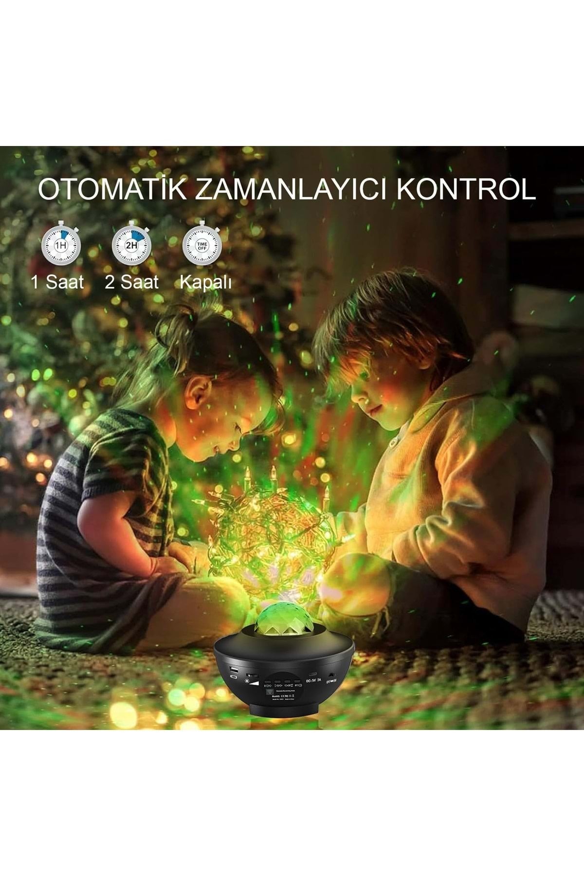 HyMark Led Yıldız Bluetooth Hoparlör Usb Projektör Okyanus Dalgası 21 Modlu Gece Lambası