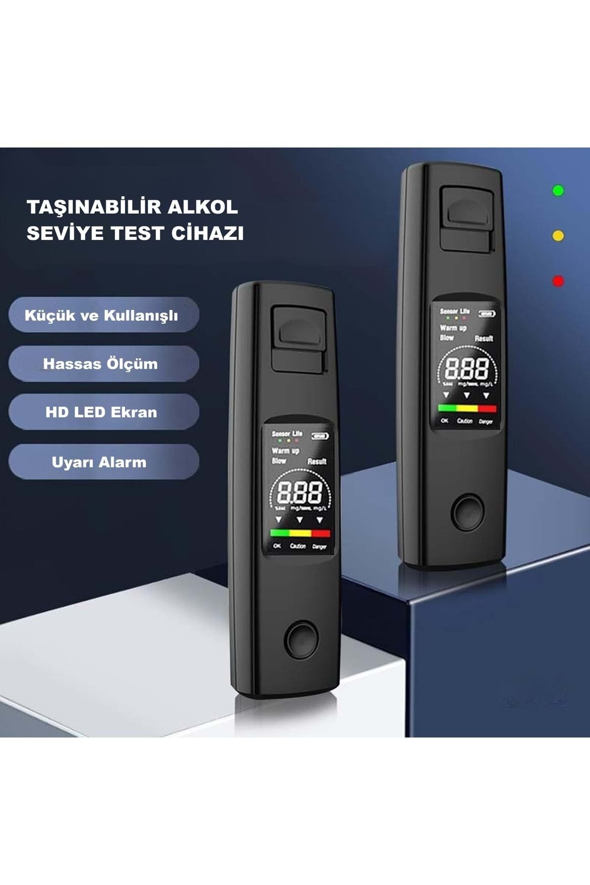 HyMark Taşınabilir Alkol Ölçüm Test Cihazı Trafik Alkol Tester Yüksek Hassasiyet Hızlı Tepki Şarjlı