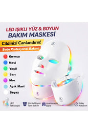 HyMark Yüz ve Boyun Güzellik Cihazı 7 Renkli LED Yüz Maskesi Seti Foton Cilt Bakım Işık Terapisi
