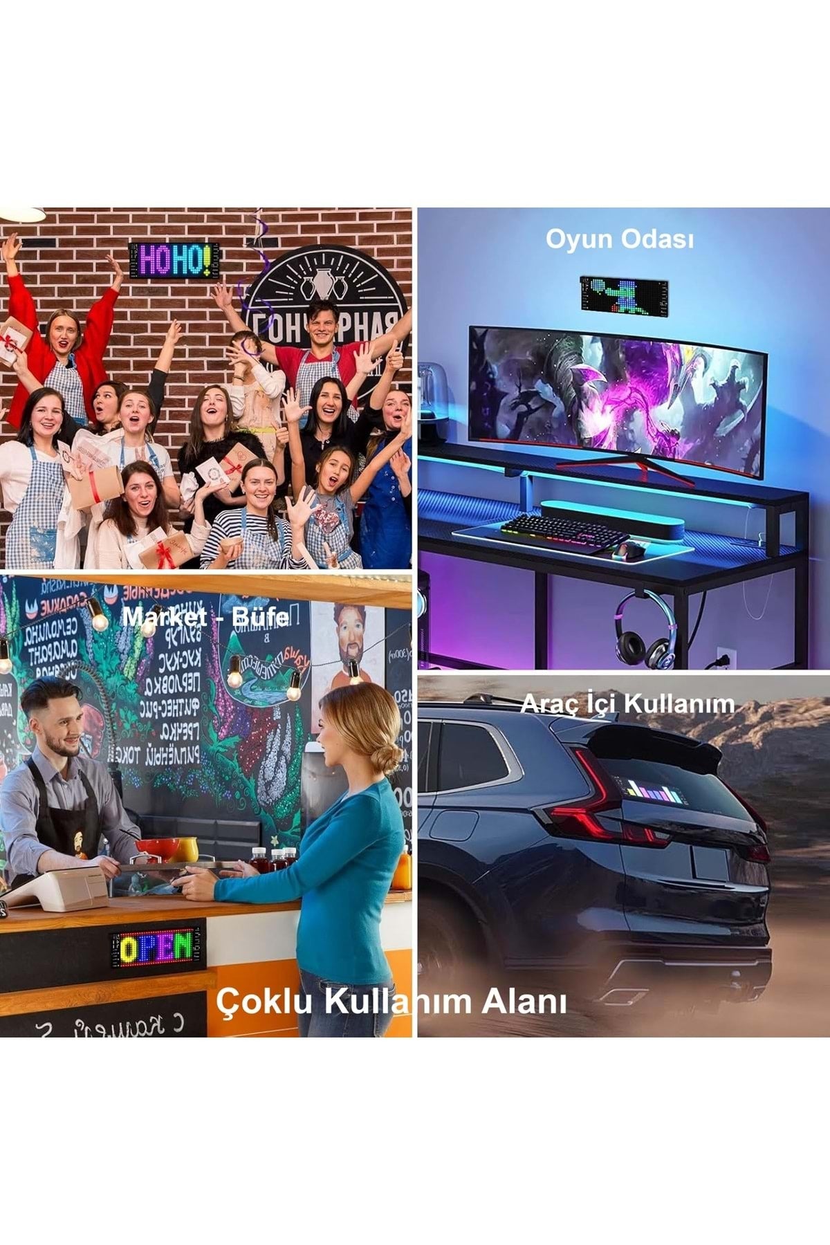 HyMark Programlanabilir 17x7cm Matrix Kayan Yazı LED Ekran Araba Bluetooth APP Kontrol