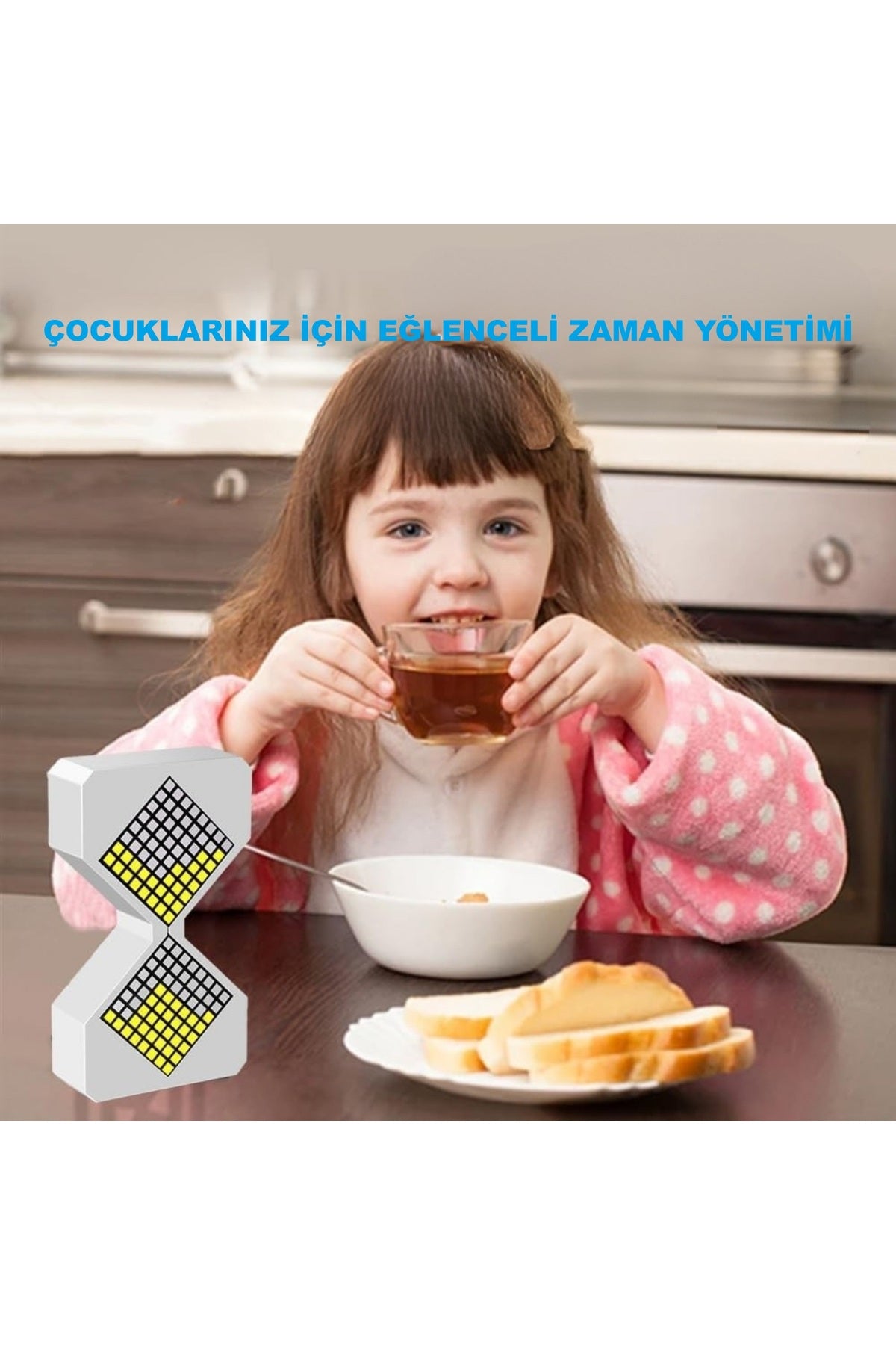 HyMark Modern Dijital Kum Saati Zamanlayıcı 1-30 Dk Şarjlı Pil Dekoratif LED Elektronik Saat