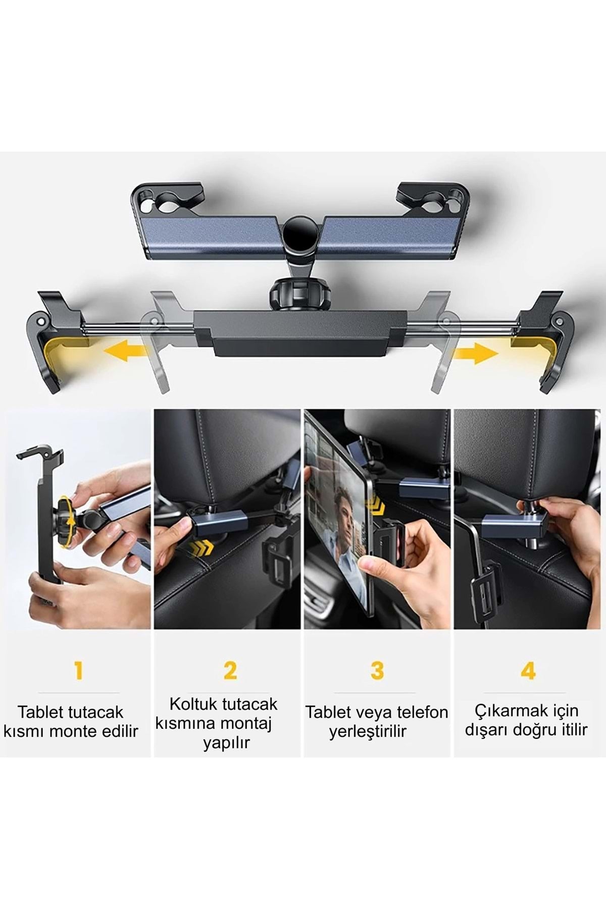 HyMark Araba Kafalık 12.9 İnç Araç Arka Koltuk Evrensel Tablet ve Telefon Tutucu 360° Dönebilir