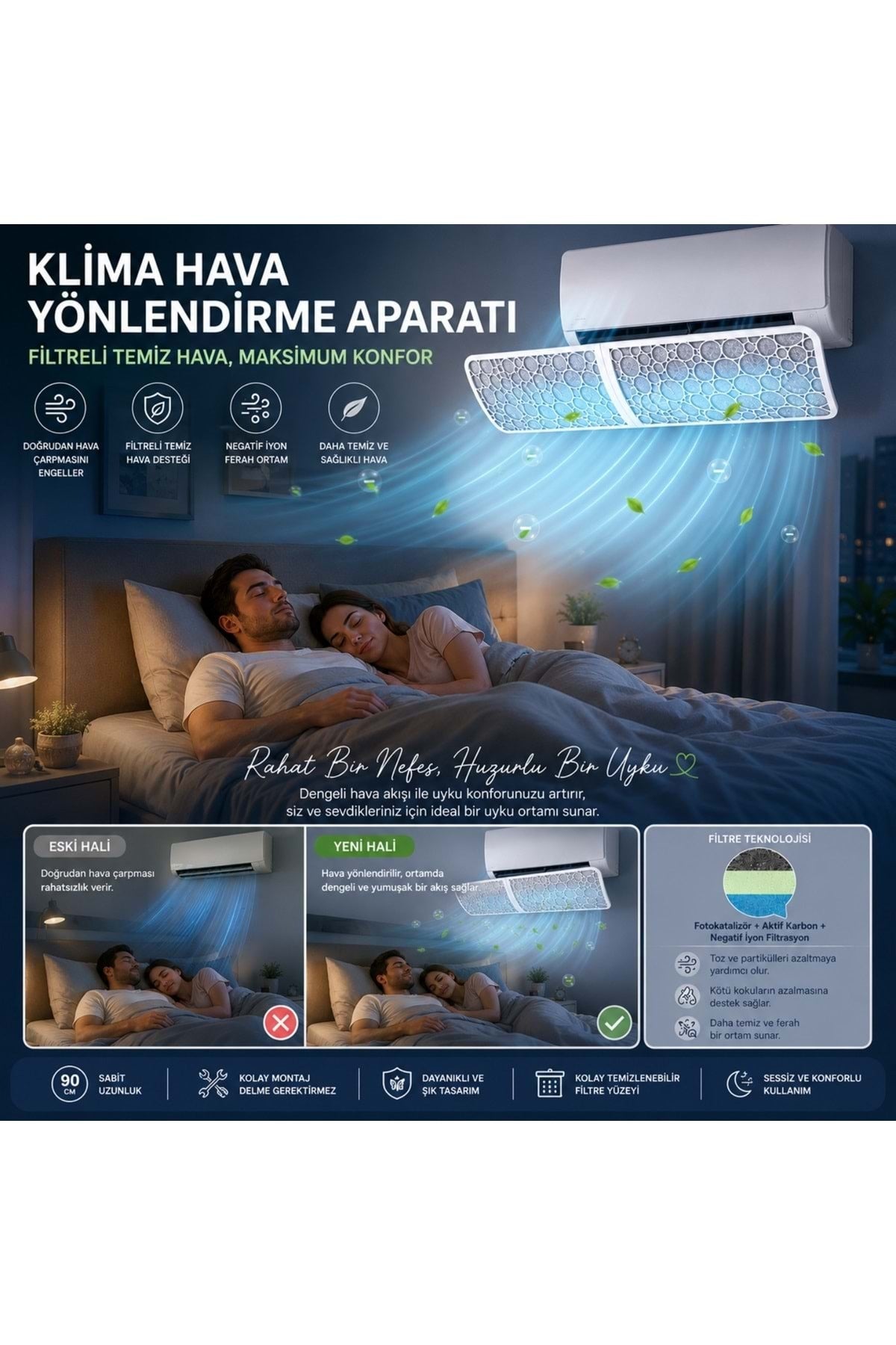 HyMark Filtreli Klima Hava Yönlendirme Aparatı Dekoratif Temiz ve Konforlu Hava Deneyimi