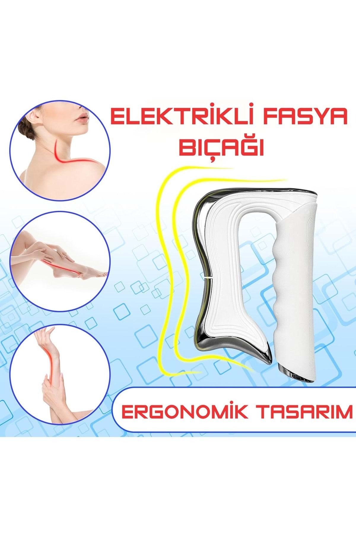 HyMark Elektrikli Fasya Bıçağı Boyun ve Omuz Kas Rahatlatıcı 3 Kademeli Titreşimli Masaj Aleti