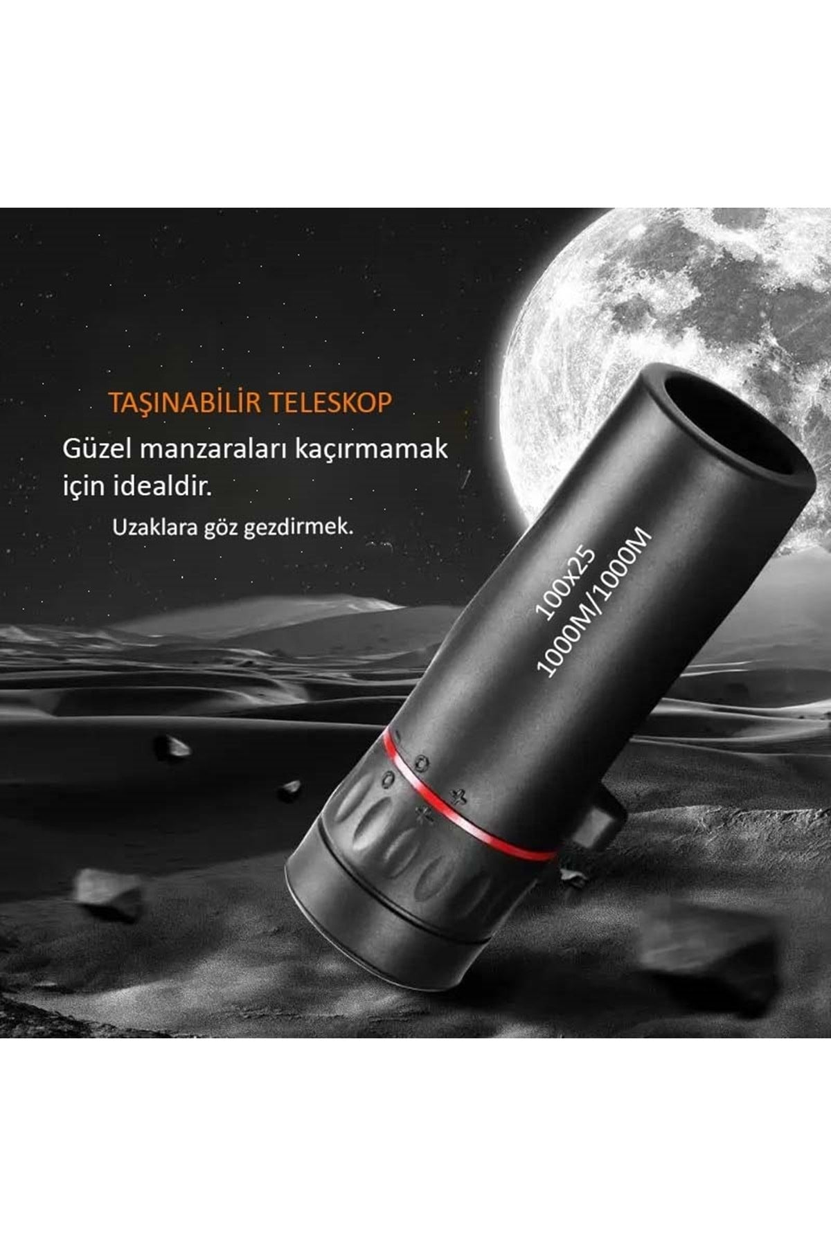 HyMark 100x25 Zoomlu Yüksek Çözünürlüklü Tek Gözlü Monoküler Dürbün