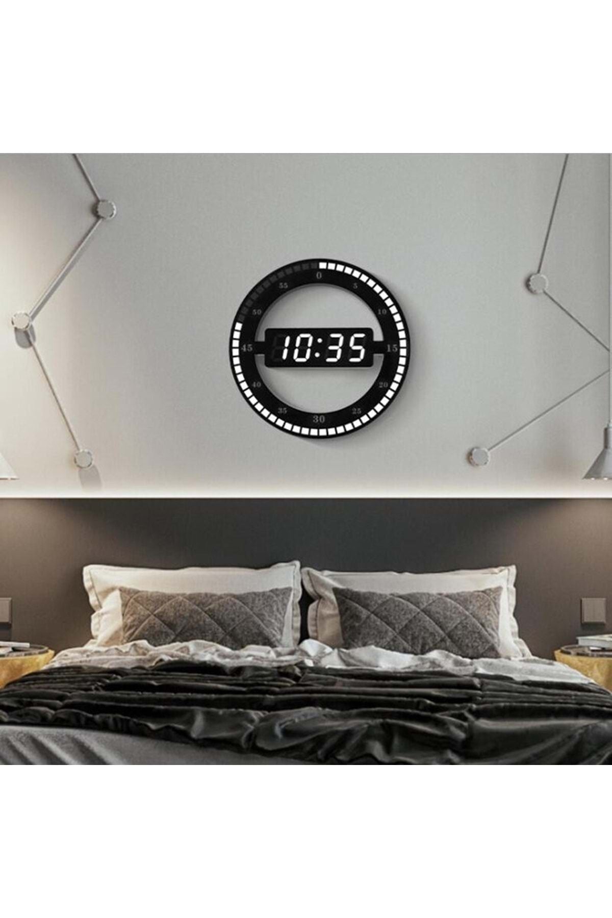 HyMark 3d Led Dijital Elektronik Modern Duvar Ve Masa Saati Tarih Derece