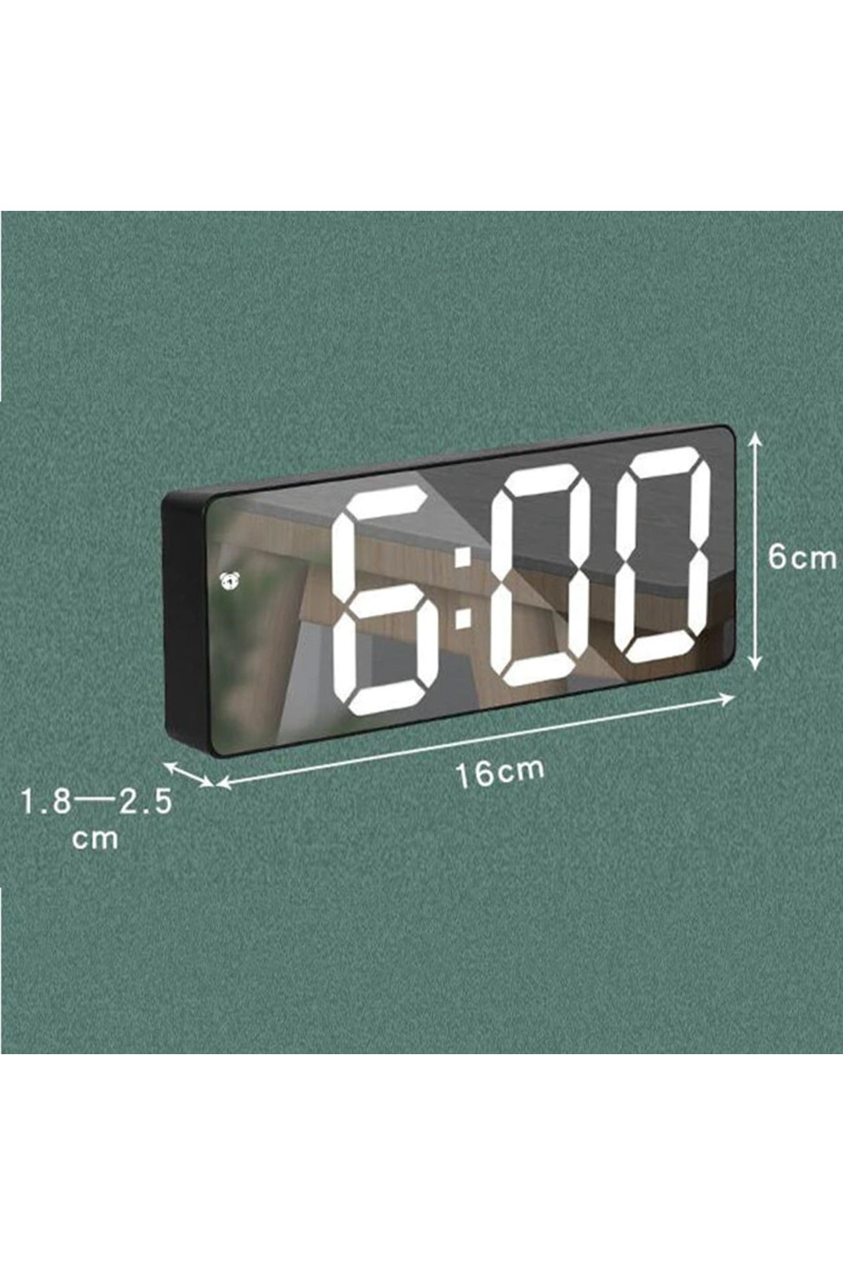 HyMark Aynalı Termometre Alarm Takvimli Led Dijital Modern Masa Saati/ADPT