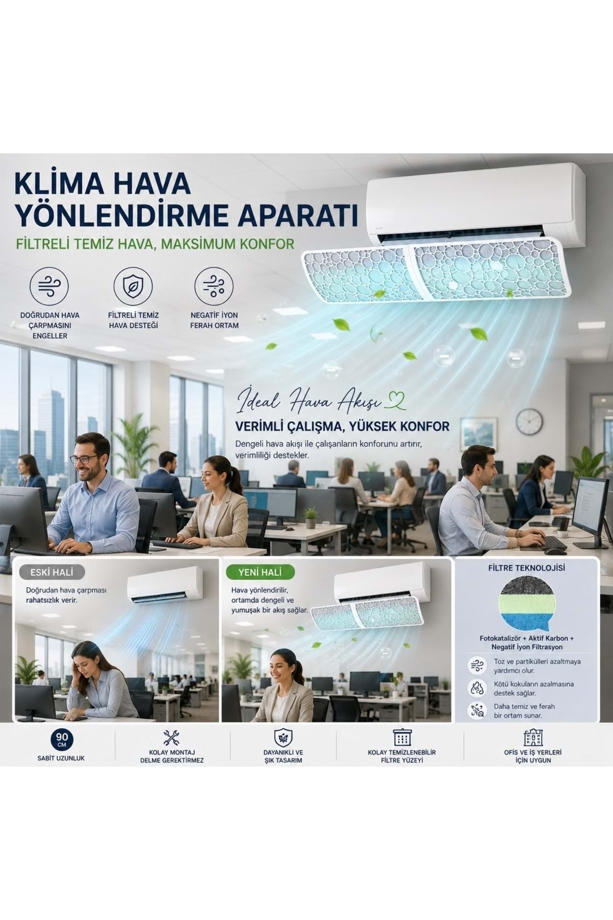 HyMark Filtreli Klima Hava Yönlendirme Aparatı Dekoratif Temiz ve Konforlu Hava Deneyimi