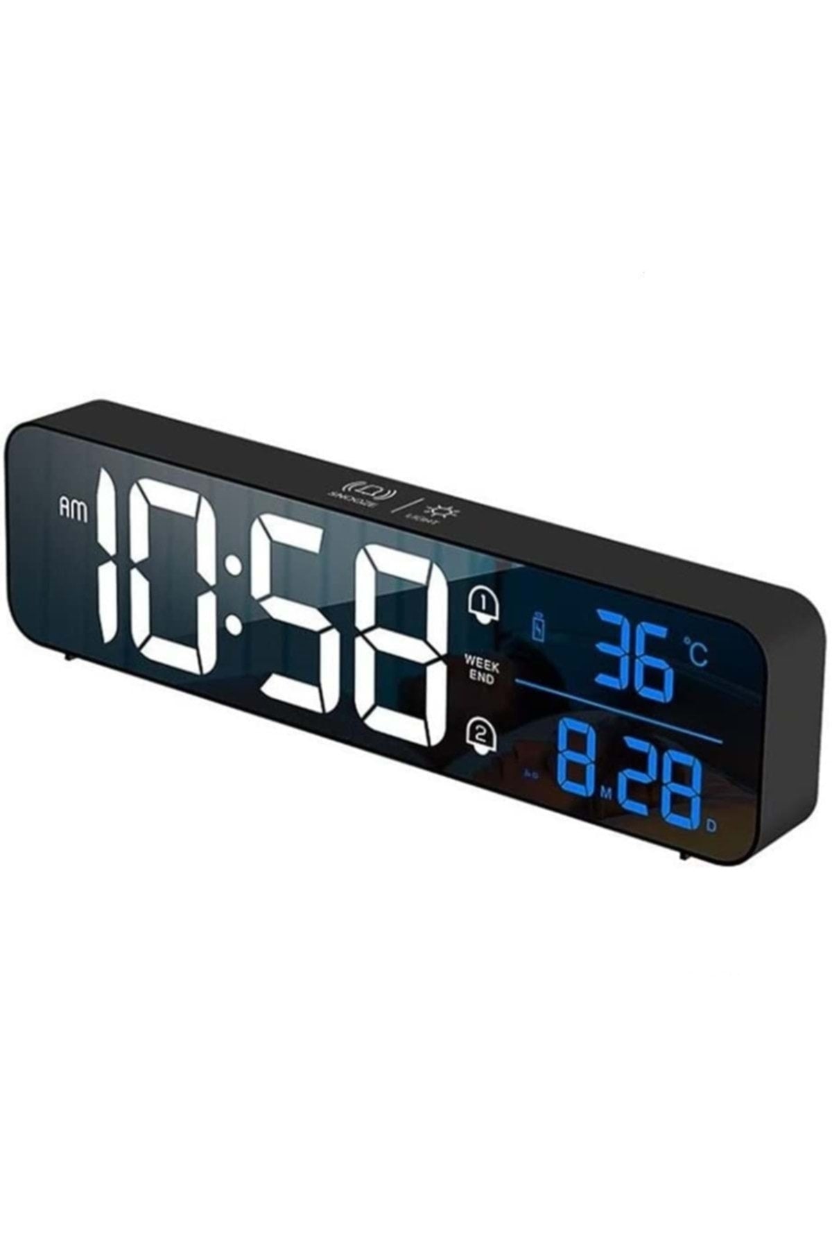 HyMark Hd Led Ekranlı Aynalı Elektronik Saat Sıcaklık Tarih Dijital Masa Saati