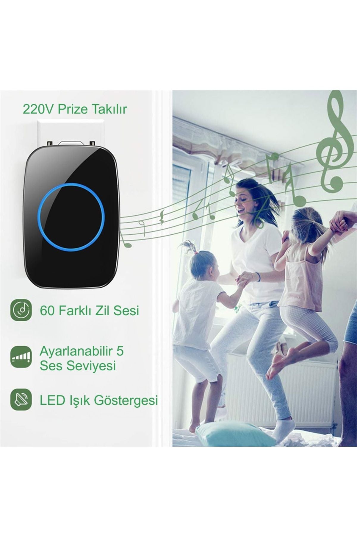 HyMark Kablosuz Uzaktan Kumandalı Led Kapı Zili