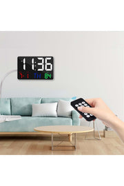 HyMark Dijital Duvar Saati Renkli HD LED Ekran 25X16 Cm Tarih Gün Sıcaklık Alarm USB Dekoratif