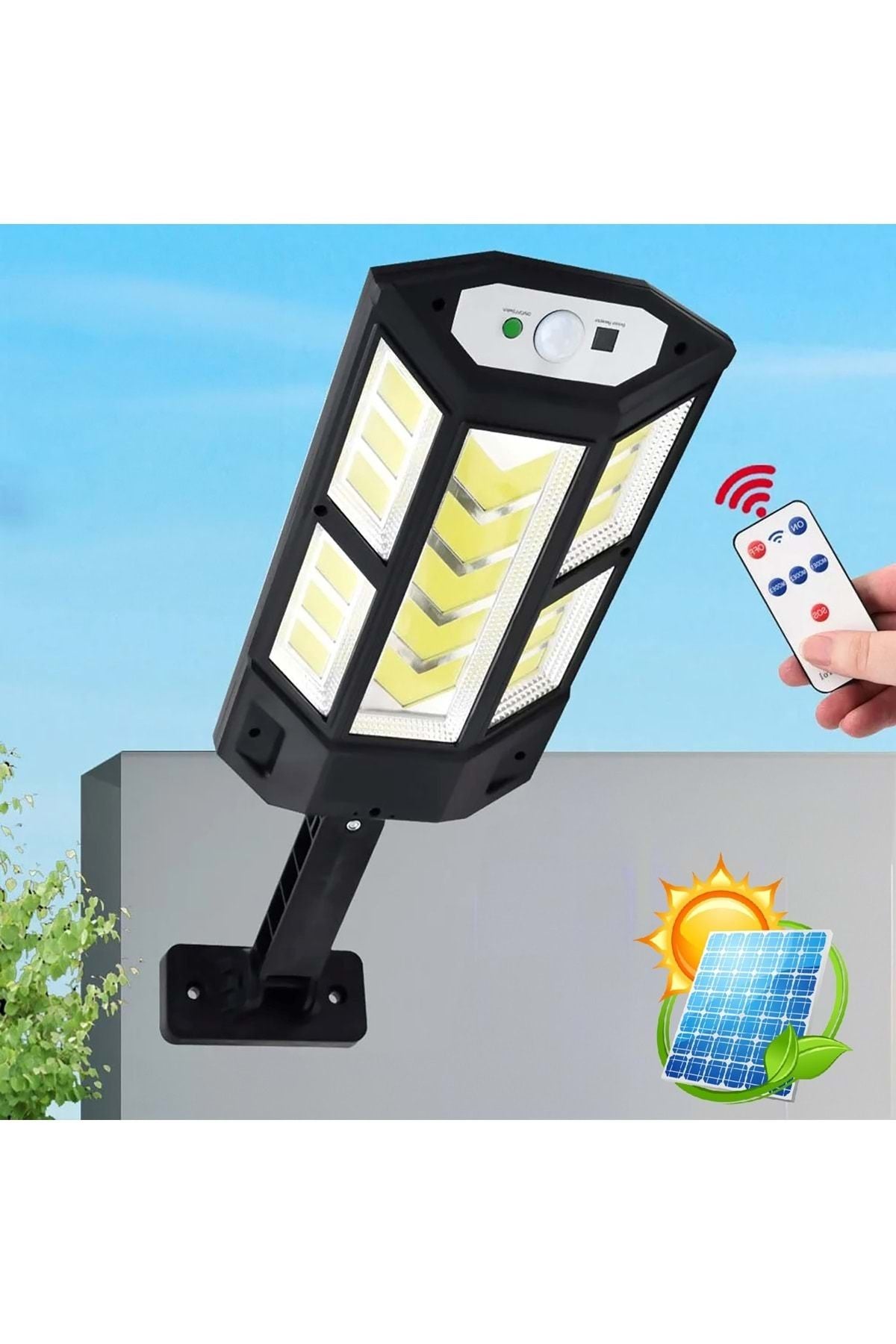 HyMark LED Güneş Enerjili 3 Modlu Şarjlı Kumandalı Solar Aydınlatma Lamba