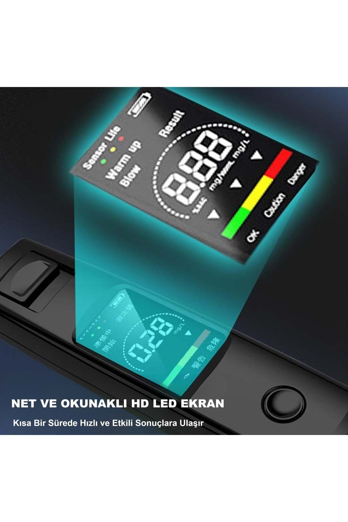 HyMark Taşınabilir Alkol Ölçüm Test Cihazı Trafik Alkol Tester Yüksek Hassasiyet Hızlı Tepki Şarjlı