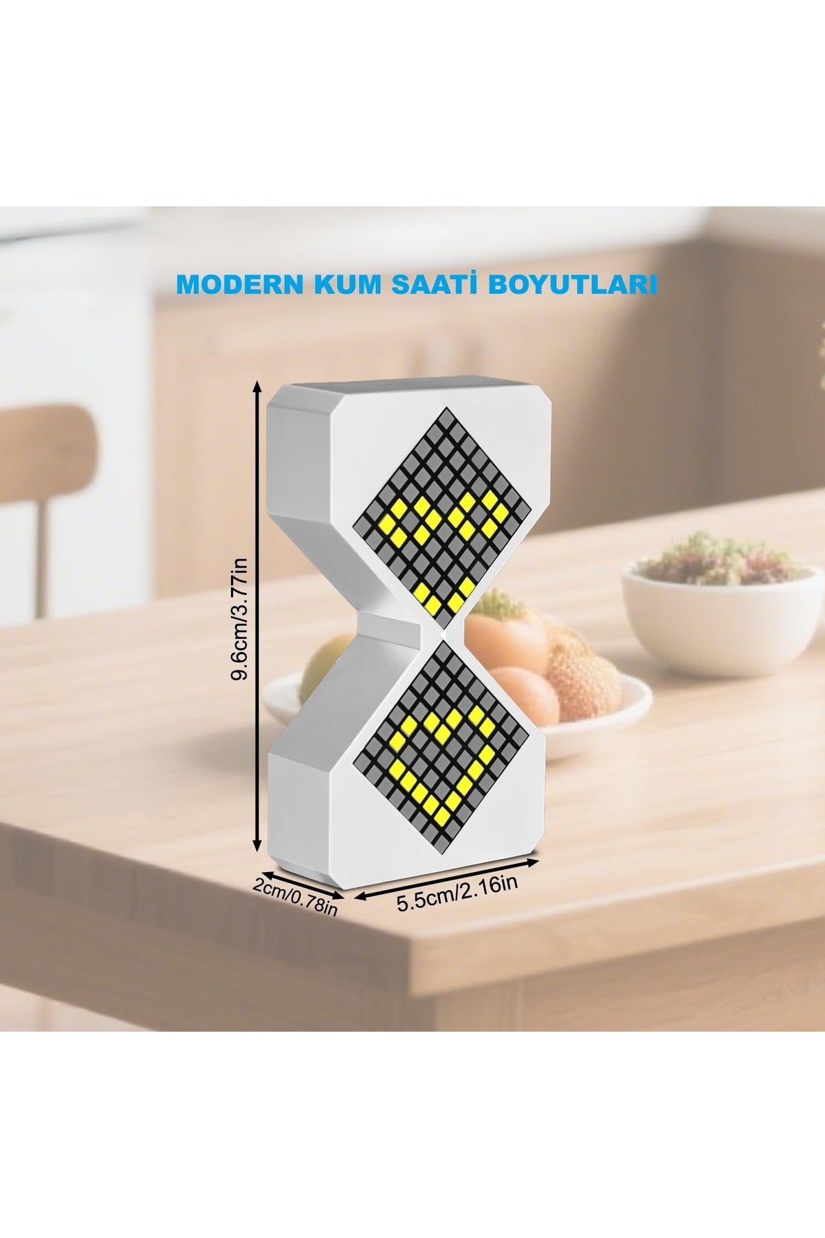 HyMark Modern Dijital Kum Saati Zamanlayıcı 1-30 Dk Şarjlı Pil Dekoratif LED Elektronik Saat