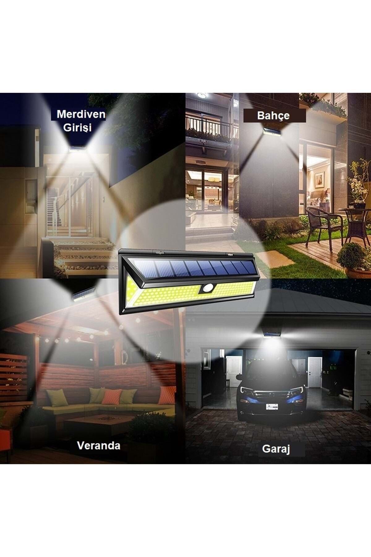 HyMark Solar 180 Led Güneş Enerjili Kumandalı 3 Modlu Duvar Lambası