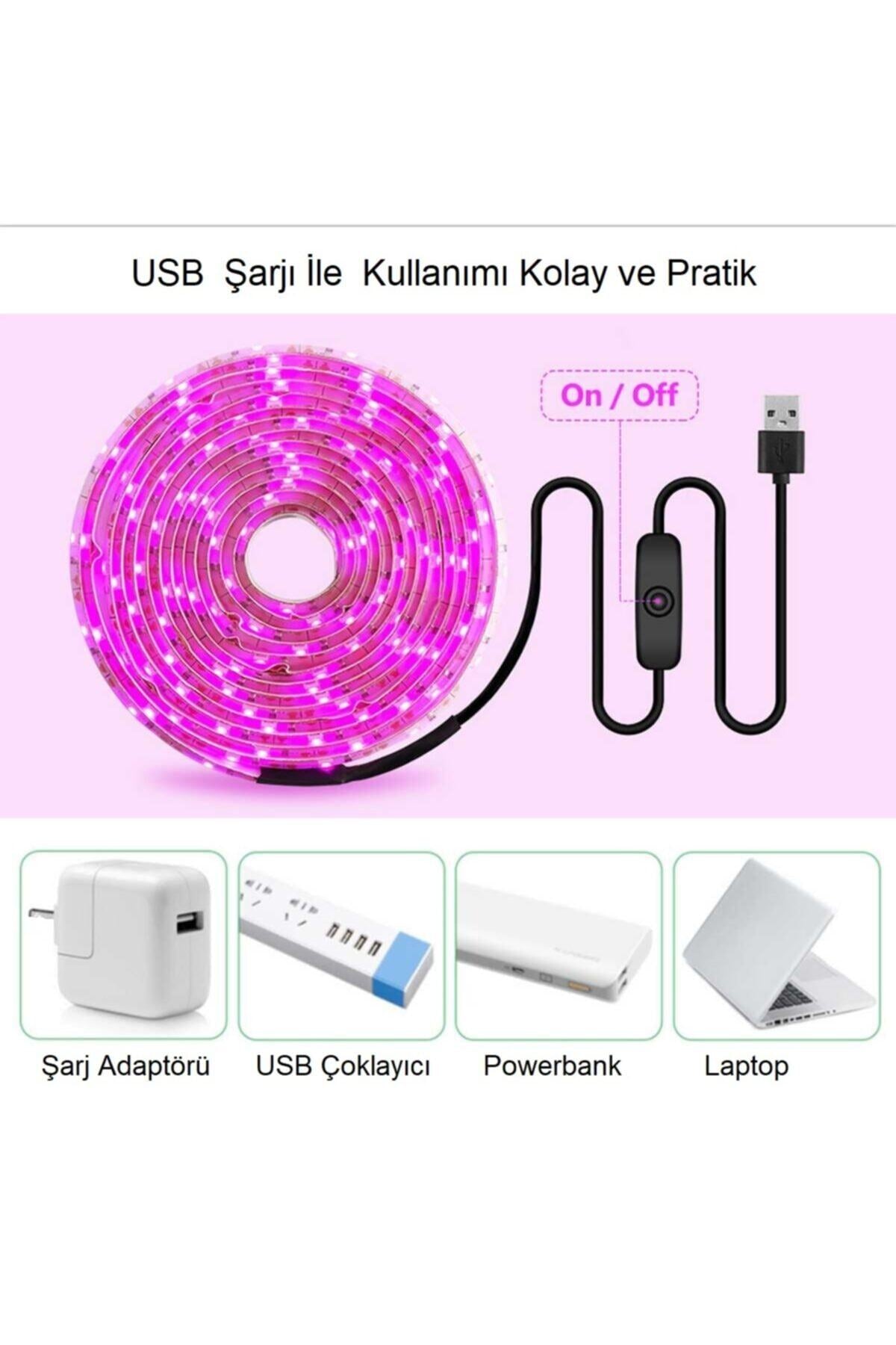 HyMark Bitki Yetiştirme Lambası Tam Spektrum Usb Şerit Led - 1metre