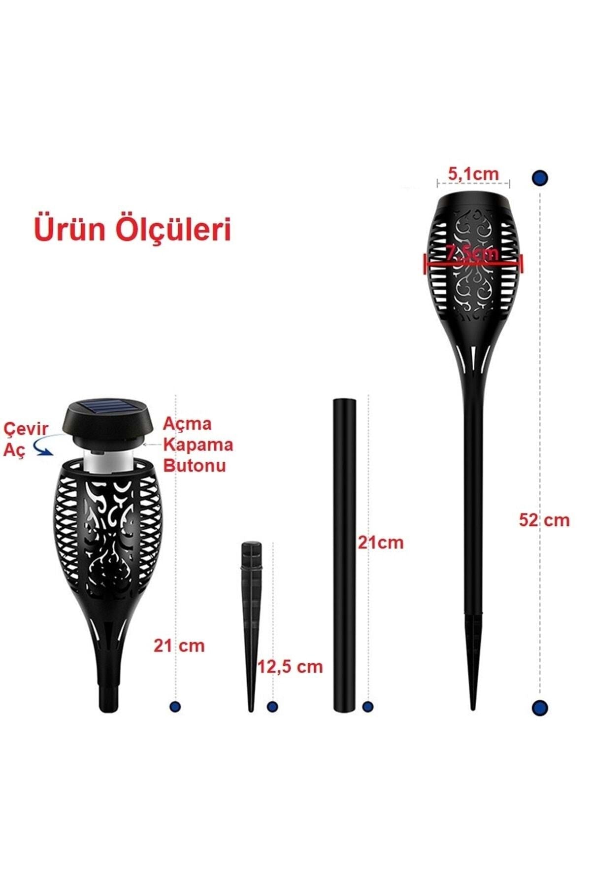 HyMark Solar Alev Led Bahçe Aydınlatma Peyzaj Lambası- 4 Adet