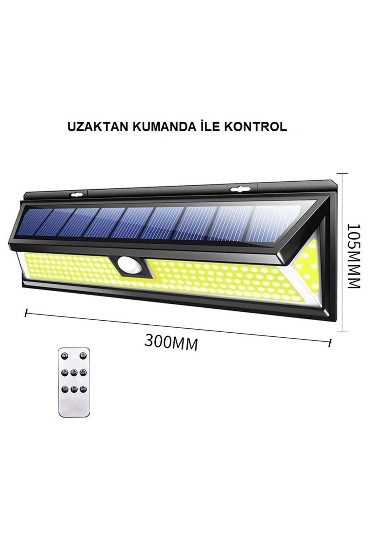 HyMark Solar 180 Led Güneş Enerjili Kumandalı 3 Modlu Duvar Lambası